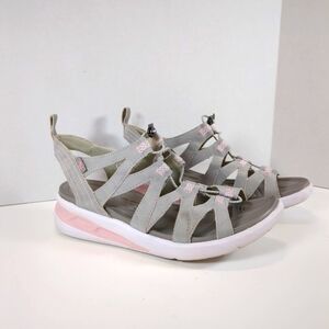 AS IS" JBU sport wedge sandals, gray and pink, size 8M